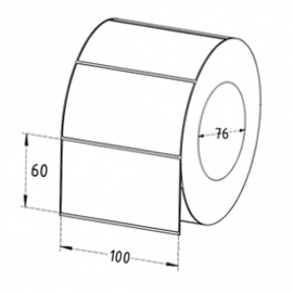 100mm x 60mm Direct Thermal Labels, 76mm Core, Permanent, 2500 Labels/Roll