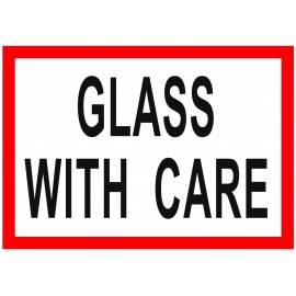 105 x 75 Glass With Care Pallet Labels, 76mm Core, 500 Labels/Roll