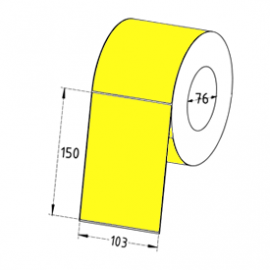 103mm x 150mm Direct Thermal Labels, 76mm Core, Yellow, Economy Paper, Permanent, Perforated, 1000 Labels/Roll