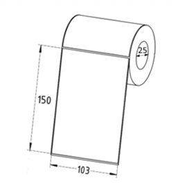 103mm x 150mm Thermal Transfer Labels, 25mm Core, Permanent, Perforated, 85 Labels/Roll