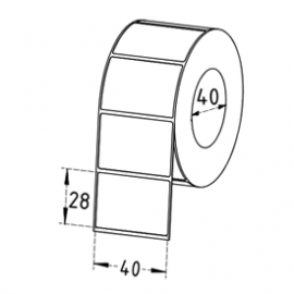 40mm x 28mm Direct Thermal Labels, 40mm Core, Removable, 1250 Labels/Roll