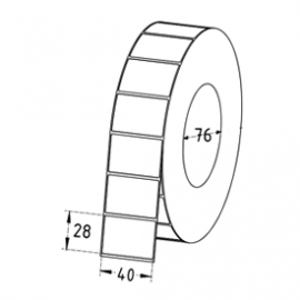 40mm x 28mm Thermal Transfer Labels, 76mm Core, Permanent, 5000 Labels/Roll