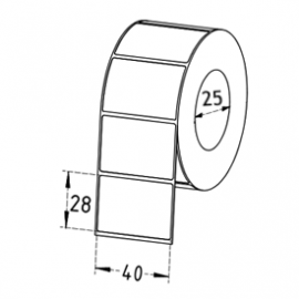 40mm x 28mm Direct Thermal Labels, 25mm Core, Removable, 600 Labels/Roll