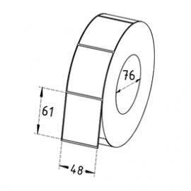 48mm x 61mm Direct Thermal Labels, 76mm Core, Permanent, 2500 Labels/Roll