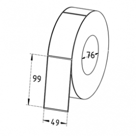 49mm x 99mm Direct Thermal Labels, 76mm Core, Permanent, 1800 Labels/Roll