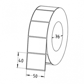 50mm x 40mm Thermal Transfer Labels, 76mm Core, Synthetic, Permanent, 3000 Labels/Roll